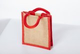 Jutová taška s červeným lemováním